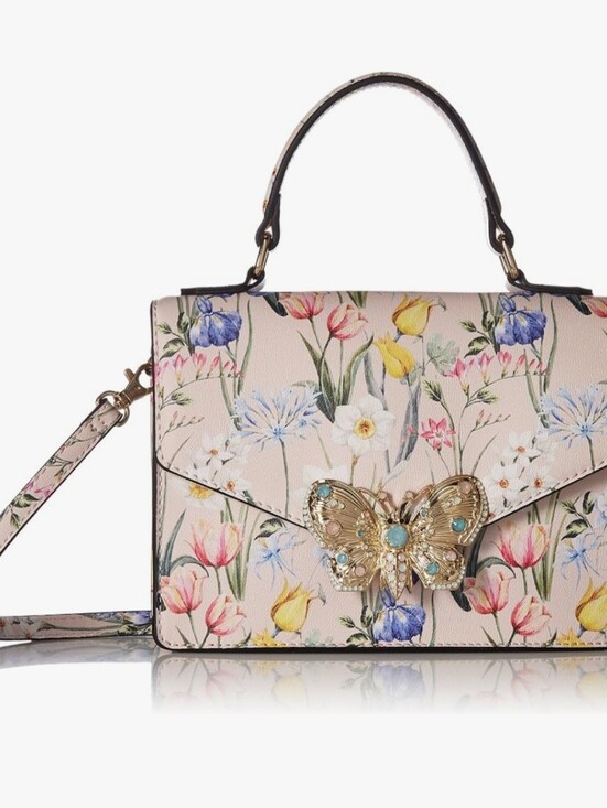 Aldo Handbags - Aldo Floral-Print Satchel with Gold Butterfly Accent - Pink Multi